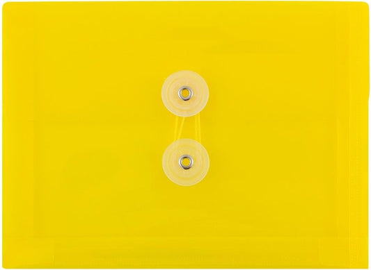 JAM PAPER Plastic Envelopes with Button & String Tie Closure - Index Size - 5 1/2 x 7 1/2 - Yellow - 3/Pack