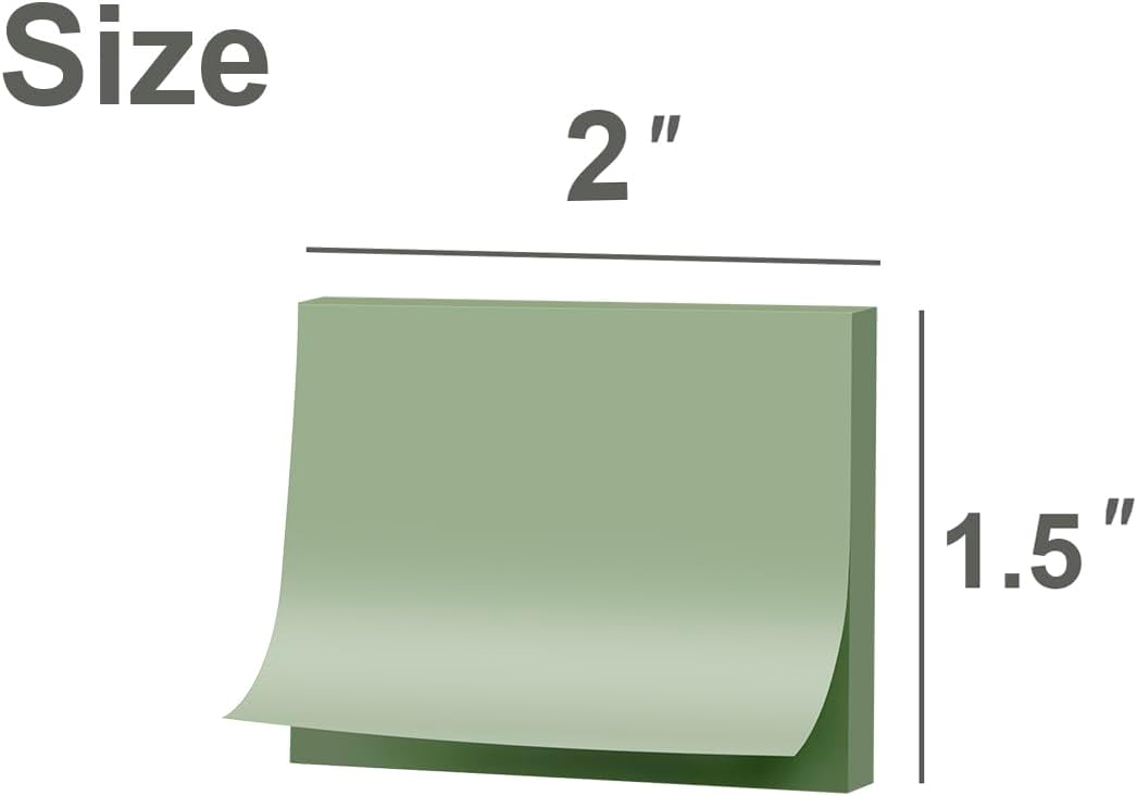 (50 Pads) Sticky Notes 1.5x2, Vintage Colors, 10 Colors Self Sticky Notes, Sticky Pads, Recyclable, Self-Stick Pads, Easy to Stick for Home, Office, Notebook