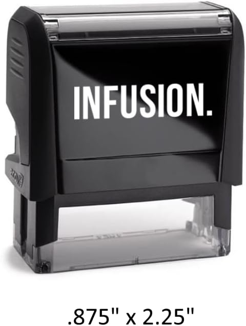 Infusion Self-Inking Custom Rubber Stamp (Personal or Business Use) - Choose from 16 Colors (7/8" x 2-1/4")