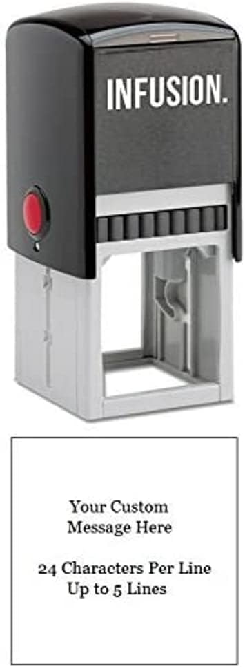 Infusion Self-Inking Custom Rubber Stamp (Personal or Business Use) - Choose from 16 Colors (1-5/8" x 1-5/8")