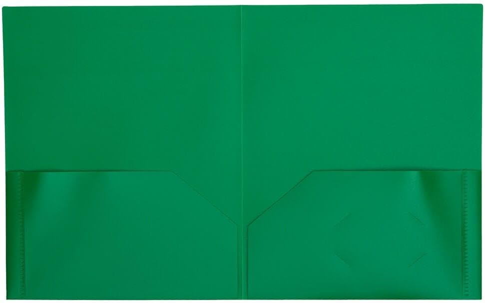 JAM PAPER Plastic 2 Pocket POP Folders - Durable School Folders - Green - Bulk 48/Pack