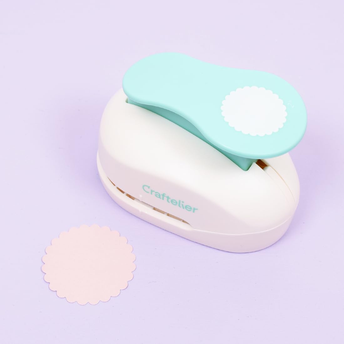 Craftelier - 2 Inch Circle Scallop Punch with Lever Press | Shape Hole Puncher for Paper Crafts | Scalloped Hole Punch for Scrapbooking, DIY Cards & Journals | Mini Hole Punch for Paper & Cardstock.