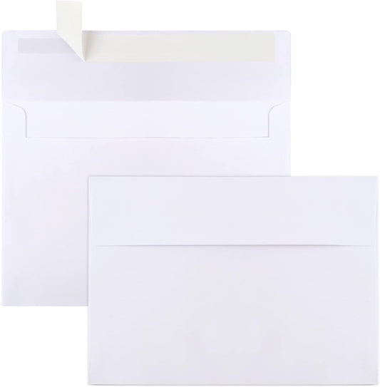 Joyberg 50 Packs 5x7 Envelopes, White A7 Envelopes for Invitations, Printable, Self Seal for Weddings, Invitations, Photos, Postcards, Greeting Cards, Mailing