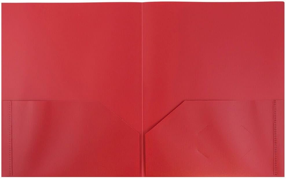 JAM PAPER Plastic 2 Pocket POP Folders - Durable School Folders - Red - Bulk 48/Pack