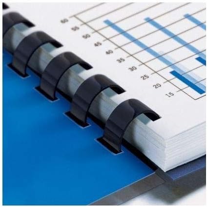 Plastic Comb Binding Spines, 3/8 Inch Diameter, Black, 55 Sheets, 100 Pack - 13038