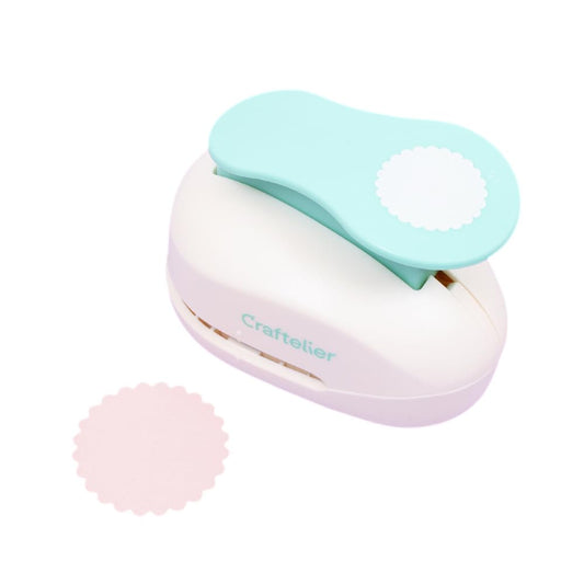 Craftelier - 2 Inch Circle Scallop Punch with Lever Press | Shape Hole Puncher for Paper Crafts | Scalloped Hole Punch for Scrapbooking, DIY Cards & Journals | Mini Hole Punch for Paper & Cardstock.