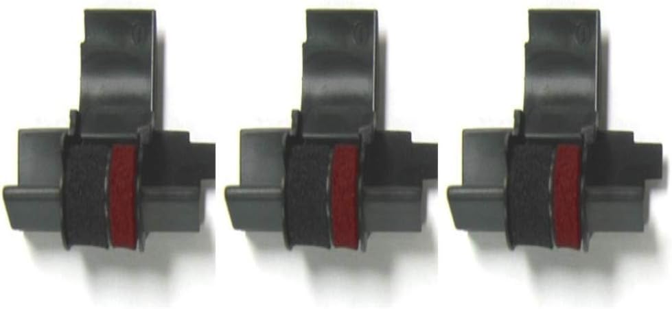 (3 Pack) Calculator Ink Roller Fits Sharp EL-1801V EL-1750V EL-1611V Casio HR-170RC HR-200RC HR-300RC Canon P23-DHV-3 and More Black/Red IR-40T CP-13 EA-772R Compatible/Replacement by COMPUMATIC