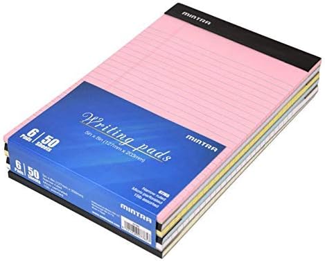Mintra Office Legal Pads, ((Basic 6pk - (Pastel Set #2), 5in x 8in, Narrow Ruled))