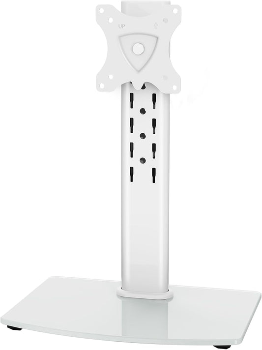 MOUNT PRO Single Monitor Stand Fits Max 32 inch Screen, Free-Standing Computer Desk Stand, Display Mount with Height Adjustable, Swivel, Tilt, Rotation, VESA Monitor Stand 100x100, White