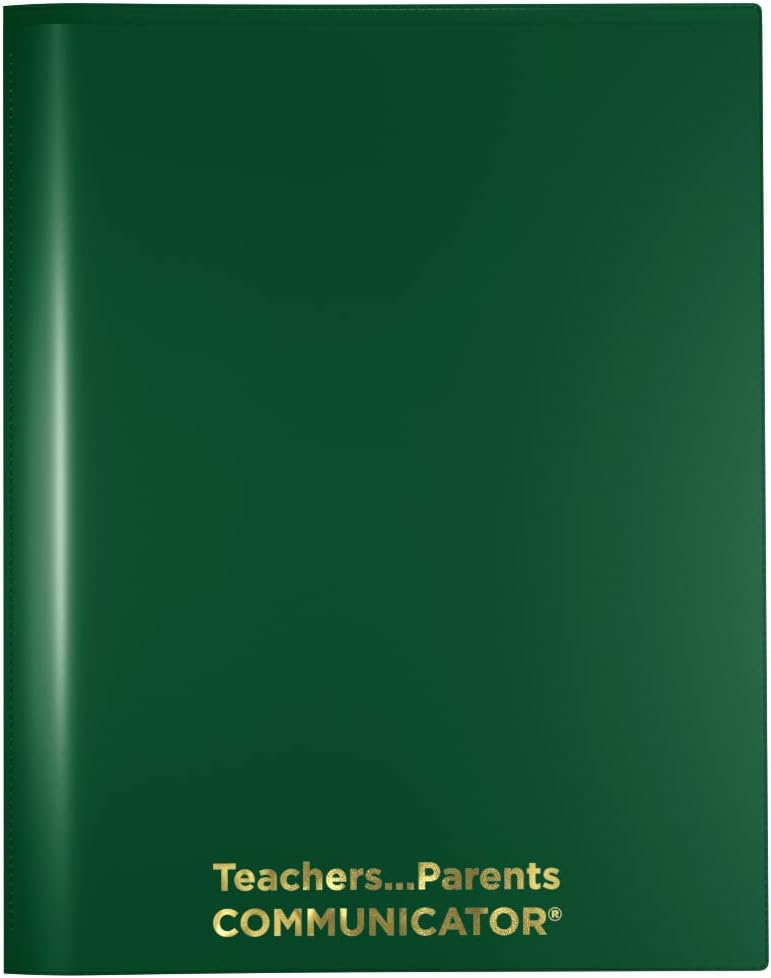 Nicky's Folder® English Communicator, Parent-Teacher Folder, Patented Tear-Resistant, Flexible Plastic, 2 Inside Pockets, 2 Exterior Sleeves, Letter Size Paper, Single Color (24 Pack) (Green)