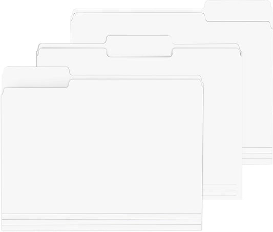 File Folder, PANDRI 120 Pack File Folder, 1/3 Cut Tab, Letter Size, Filing Folder for Office School Business, White