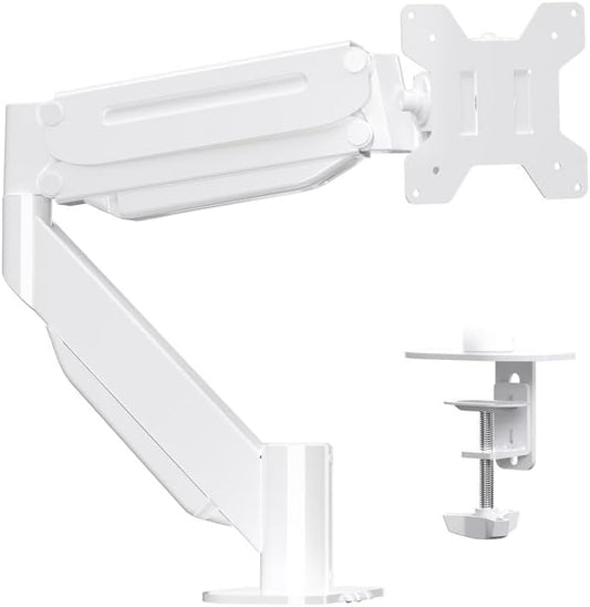 Suptek Single Monitor Mount,Ultrawide Monitor Arm Mount Single Desk Mount for 17 to 43 inch Curved Screen,Holds 28.6 lbs,Pneumatic Height,75/100 Vesa Mount,White(MD71MW)