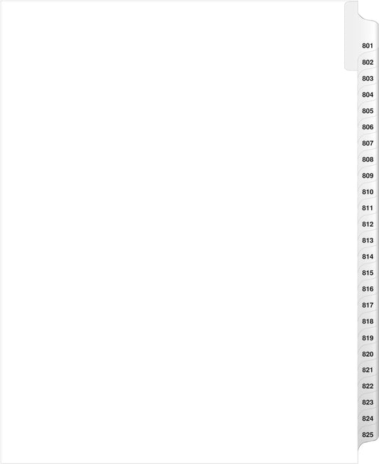 Exhibitindexes® Side Collated Exhibit Tabs AVE Style Bold Tabs Set of 801-825 | Made in The USA