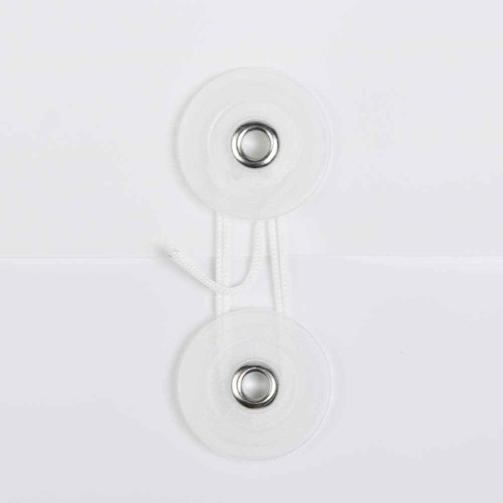JAM PAPER Plastic Envelopes with Button & String Tie Closure - Letter Booklet - 9 3/4 x 13 - White - 12/Pack