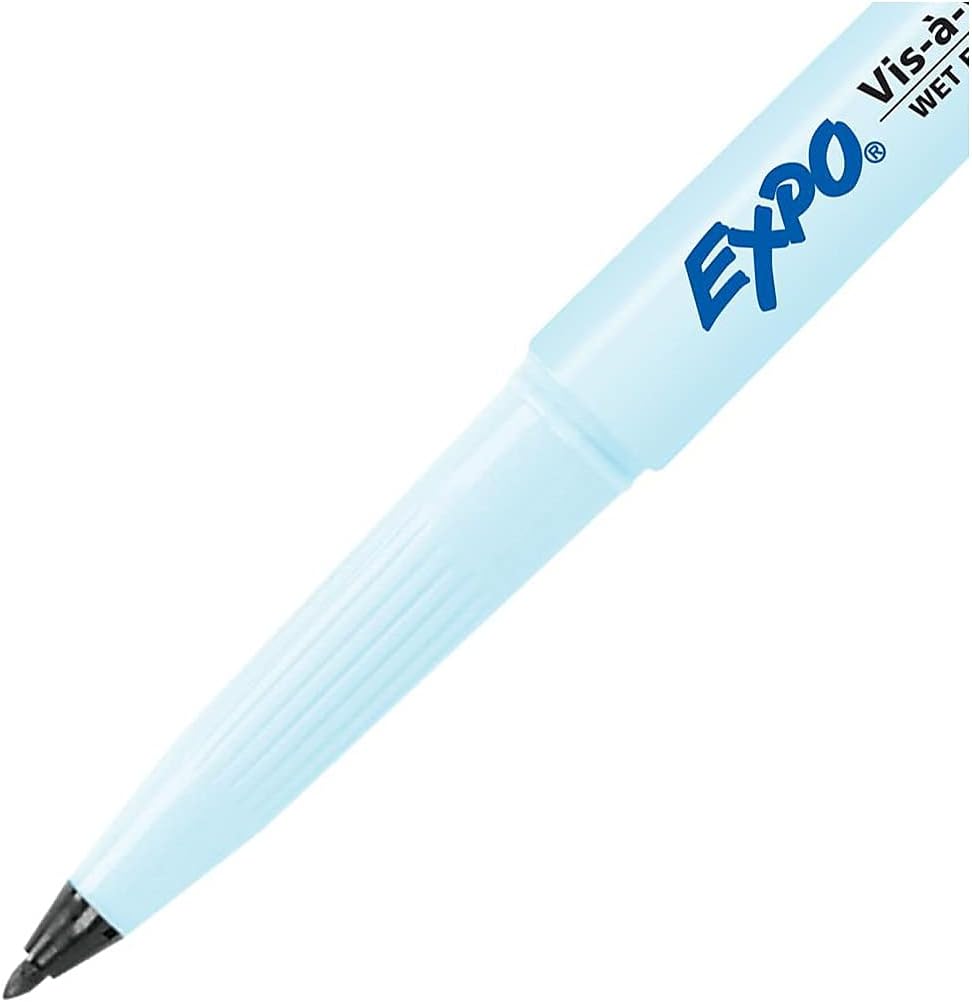 EXPO Visa Vis Wet Erase Markers Fine Point Black 12-Pack Ideal for Classroom and Homeschool Use