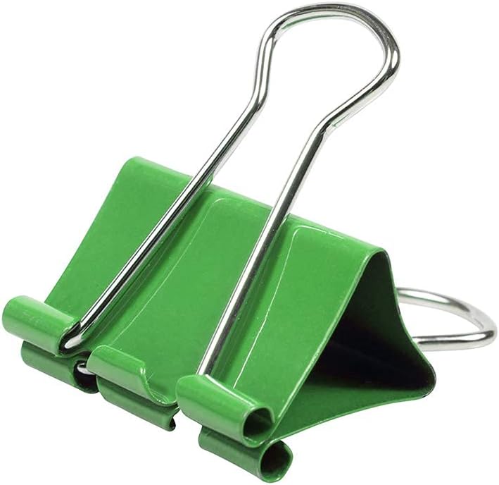 JAM PAPER Colorful Binder Clips - Medium - 1 1/4 Inch (32 mm) - Green Binderclips - 15/Pack