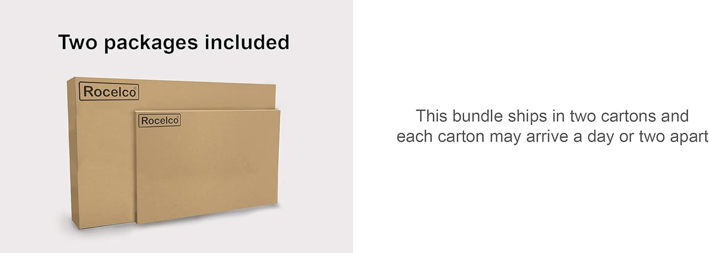 Rocelco Standing Desk Converter and Floor Mat - 31.5 Inch Sit Stand Up Dual Monitor Tabletop Riser with Tablet Mount, Height Adjustable Workstation - Deep Keyboard Tray - Black (R VADRB-MAFM)