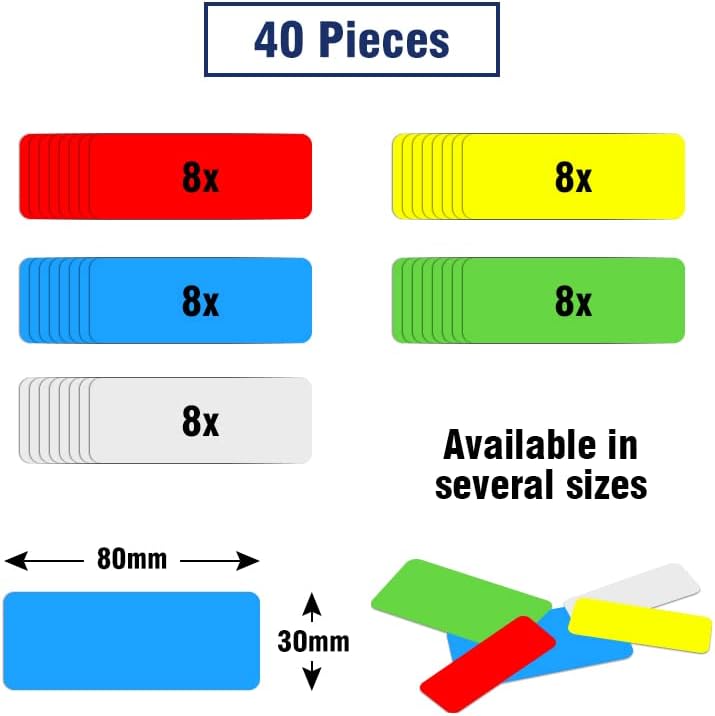 Dry Erase Magnetic Labels 3.1x1.2 Inch, Reusable Magnetic Labels for Whiteboards Locker School Classroom Office Home,Pack of 40