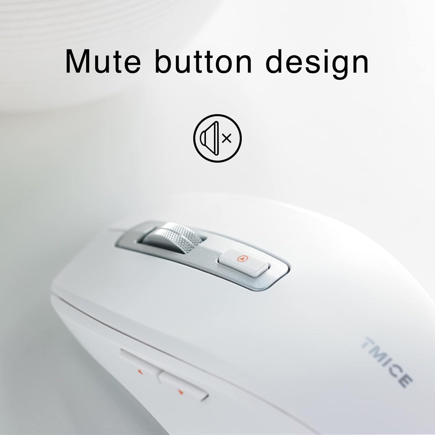 TMICE Wireless Bluetooth Mouse, Dual-Mode, 500mAh Battery, 5 DPI Adjustment, 10M Working Distance, White