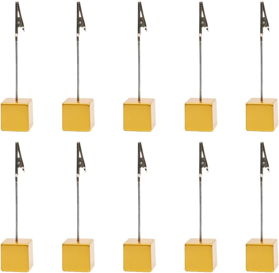 10pcs Table Number Holder Name Place Card Holder Memo Clip Holder Stand Note Holder Pictures Card Paper Menu Clip (Gold)