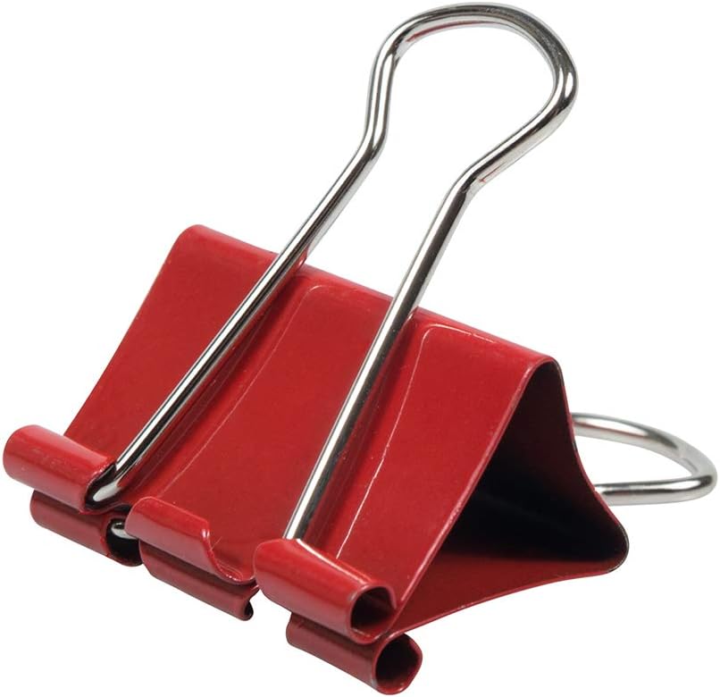 JAM PAPER Colorful Binder Clips - Medium - 1 1/4 Inch (32 mm) - Red Binderclips - 15/Pack