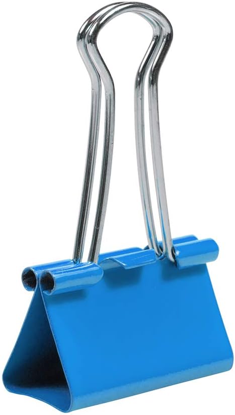 JAM PAPER Colorful Binder Clips - Medium - 1 1/4 Inch (32 mm) - Blue Binderclips - 15/Pack
