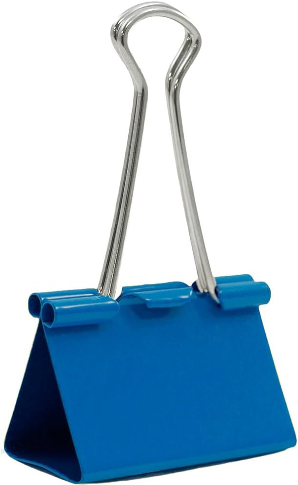 JAM PAPER Colorful Binder Clips - Large - 1 1/2 Inch (41 mm) - Blue Binderclips - 12/Pack