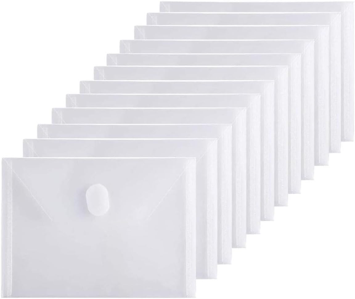 12 Pack Clear Die & Stamp Storage Bag Transparent Plastic Folders for Cutting Dies Stencil Embossing Crafts for DIY Scrapbooking Paper Card Craft Organizer Holder