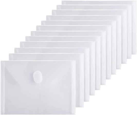 12 Pack Clear Die & Stamp Storage Bag Transparent Plastic Folders for Cutting Dies Stencil Embossing Crafts for DIY Scrapbooking Paper Card Craft Organizer Holder