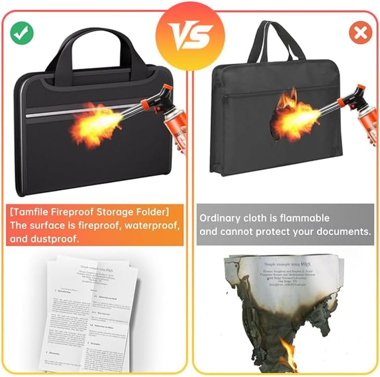 Large Capacity A4 Fireproof File Folder with Handle, Waterproof & Dustproof Accordion Document Organizer with Multiple Pockets for Home, Office & Travel (2 Set)