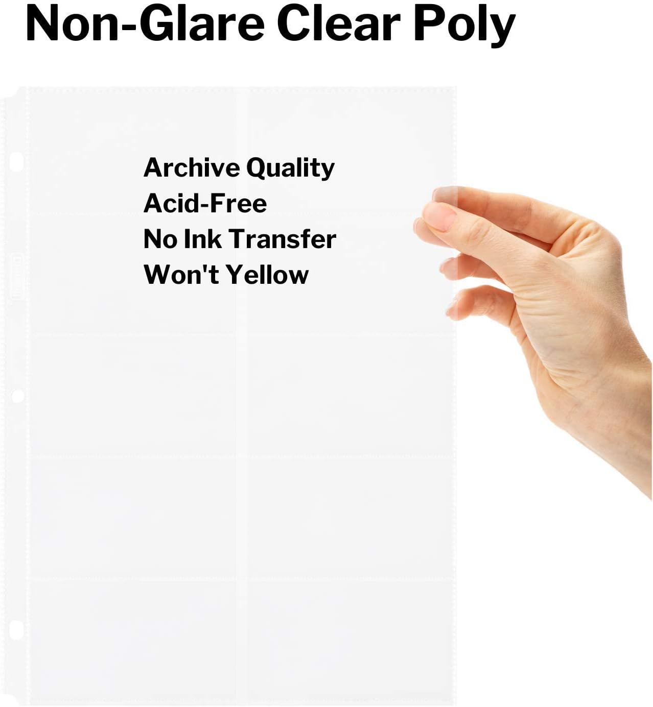 Dunwell Business Card Holder Sleeves (10 Pack for 200 Cards), Heavyweight Plastic Sheet Protect, Each Sleeve Holds 20 2x3.5 Namecards, 3-Hole Punched, Fits 3-Ring Binders