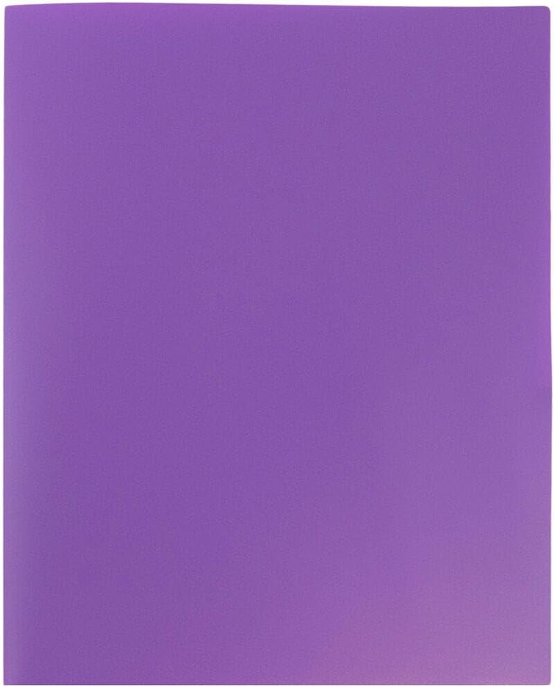 JAM PAPER Plastic 2 Pocket POP Folders - Durable School Folders - Purple - Bulk 48/Pack