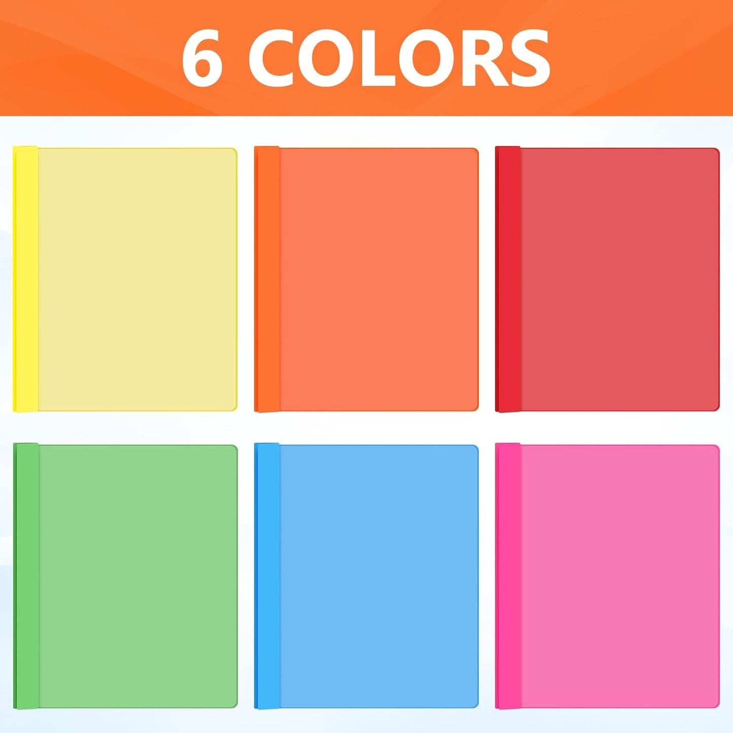 48 Pack Plastic Report Covers with 3 Prongs Presentation Folders Bulk, 100 Sheet Capacity, Clear Front Report Covers for Presentation Document Paper School Office Supplies (Bright Colors)