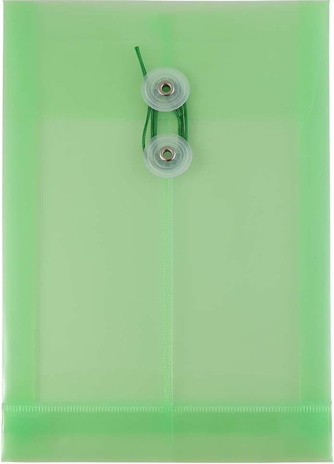 JAM PAPER Plastic Envelopes with Button & String Tie Closure - 6 1/4 x 9 1/4 - Green - 3/Pack