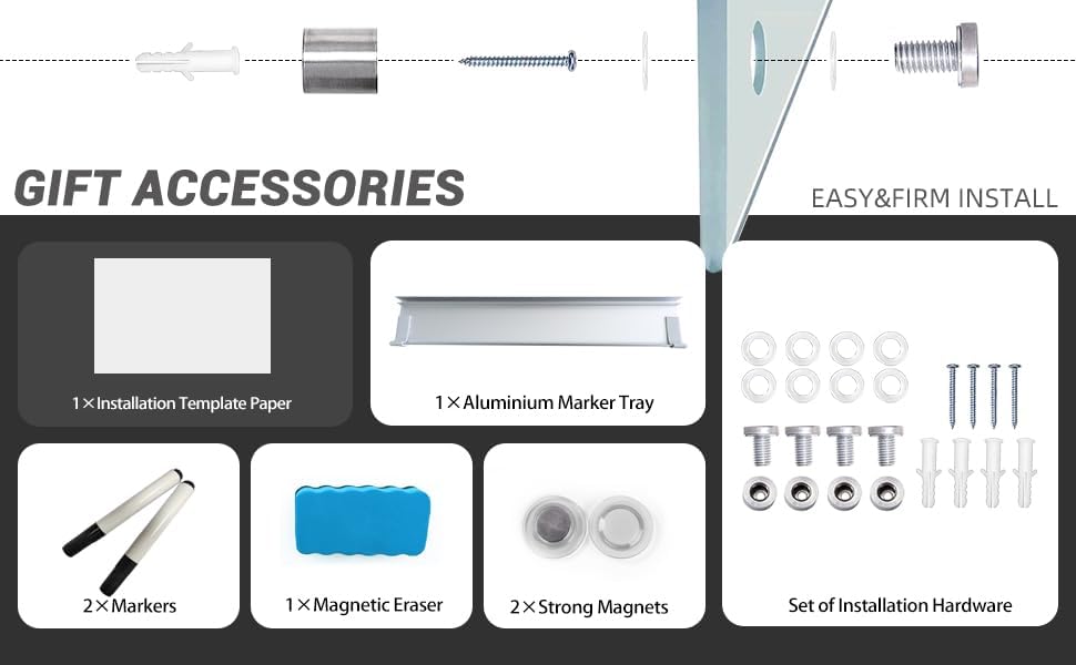 Glass Magnetic White Board – 72 x 48 Inches Dry Erase Frameless Whiteboard for Wall, Large Writing Board Wall Mounted Glass Board for Display, School and Business Office
