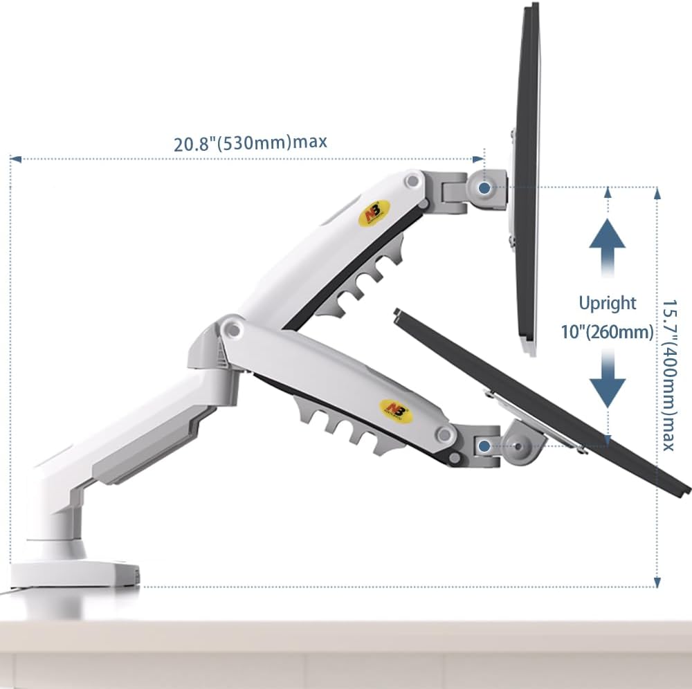 NB North Bayou Dual Monitor Desk Mount Stand Full Motion Swivel Computer Monitor Arm for Two Screens 17-27 Inch with 4.4~19.8lbs Load Capacity for Each Display F160-W