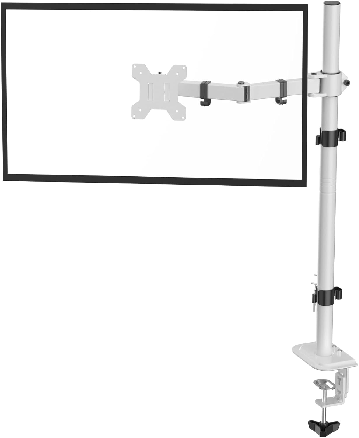 Suptek Single Monitor Arm Desk Mount Fully Adjustable Monitor Stand for 1 / One Screen up to 32 inch Extra Tall 31.5 inch Pole,White (MD6821W)