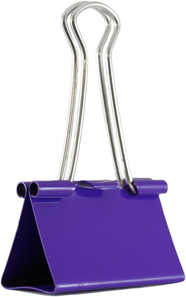 JAM PAPER Colorful Binder Clips - Large - 1 1/2 Inch (41 mm) - Purple Binderclips - 12/Pack