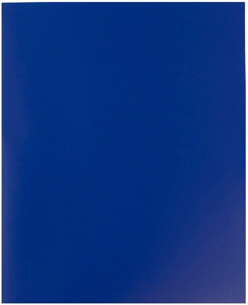JAM PAPER Plastic 2 Pocket POP Folders - Durable School Folders - Blue - Bulk 48/Pack