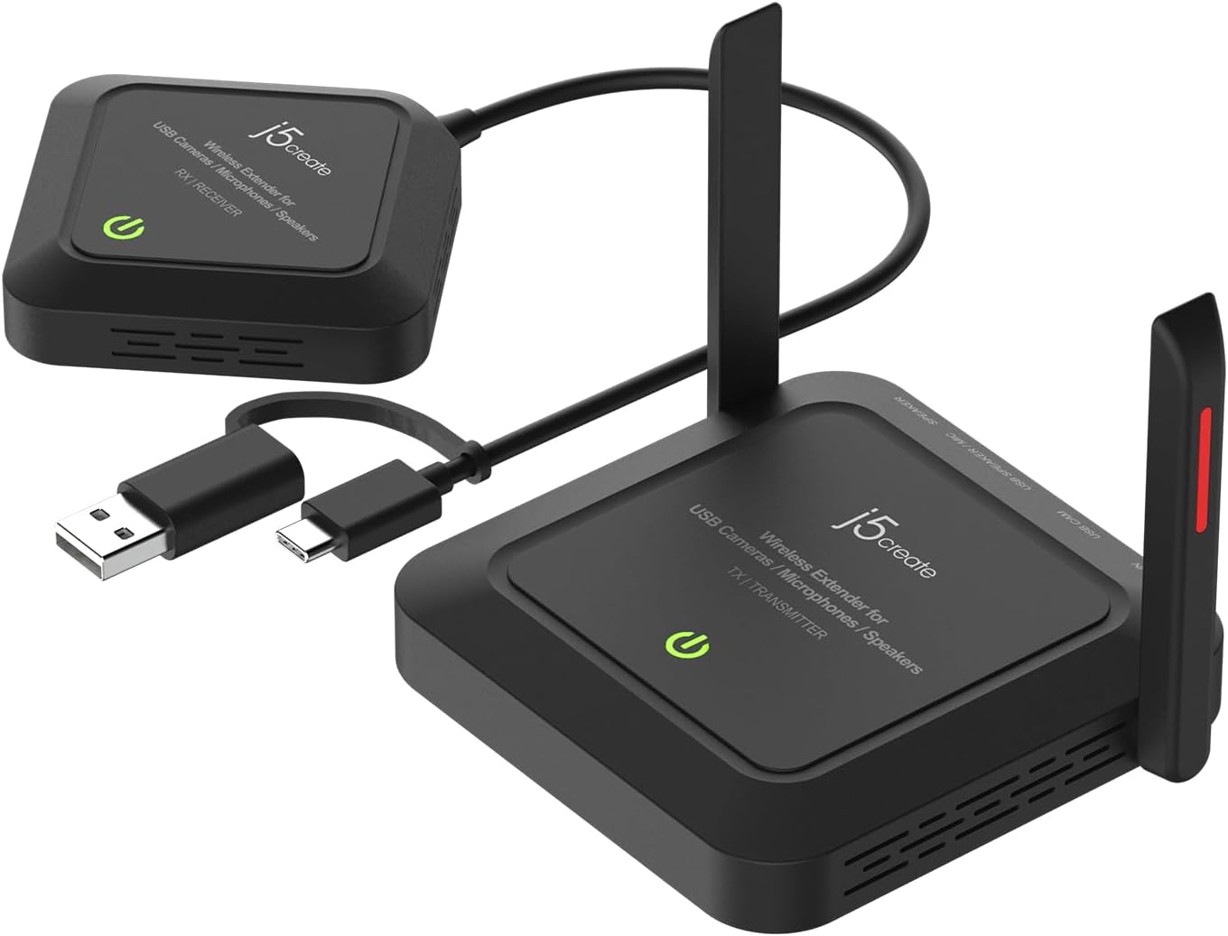 j5create Wireless Extender for USB Webcam, Microphones, or Speakers, Ideal for Streaming & Conferencing, No USB Mouse/Keyboard Compatibility (JVW120)