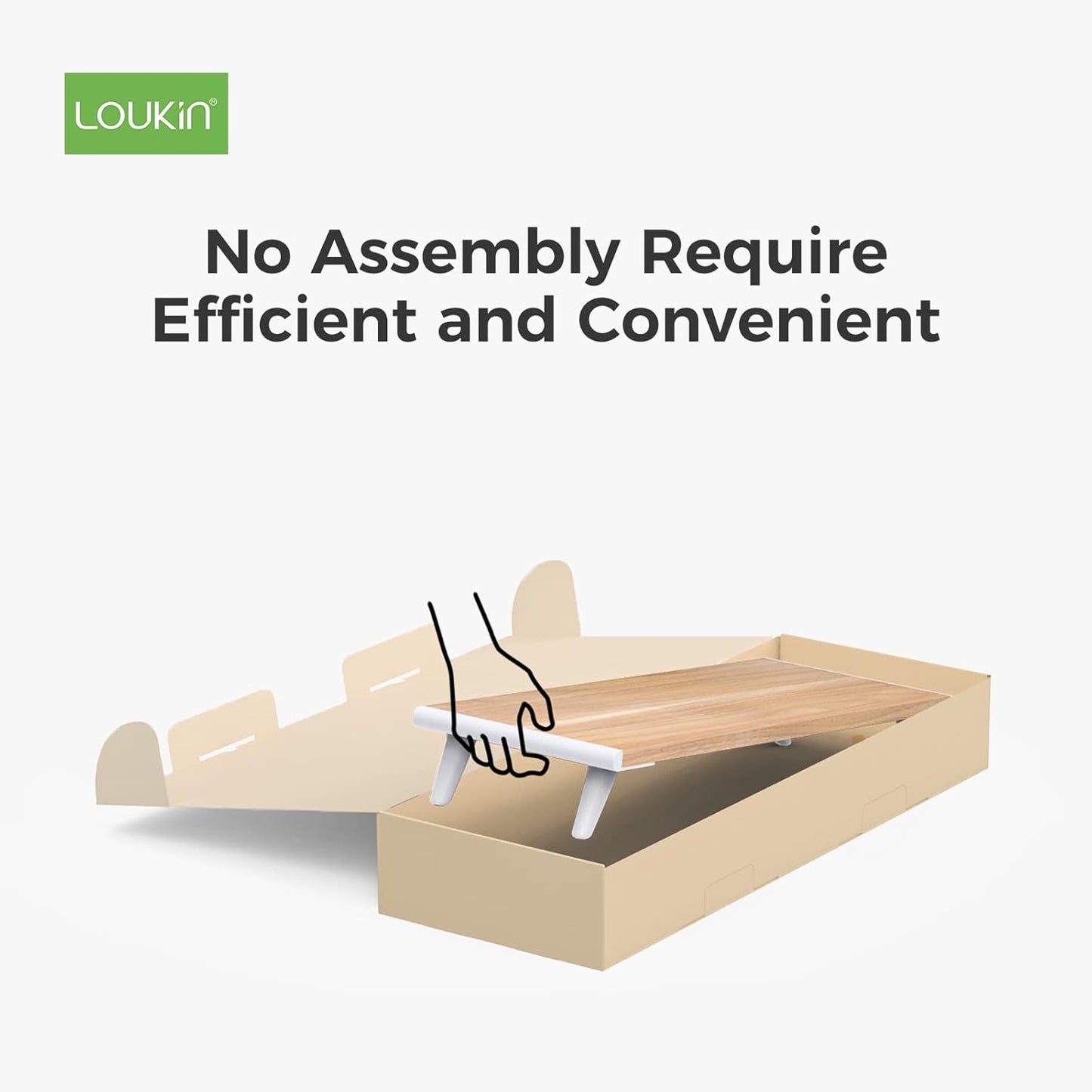 loukin Monitor Stand Riser for Desk, 22.4" x 8.3" Larger Computer Stand for Laptop, PC, Printer, Sturdy Desktop Computer Shelf with Non-Skid Rubber, Home Office, Natural Wood