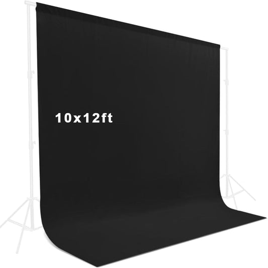 10X12ft Black Backdrop, LCUIRC Photo Backdrop Curtain Polyester Background for Portraits Pet Photoshoot and Birthday Party Halloween Decoration