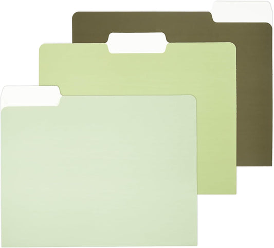 Y YOMA 12 Pack Colored File Folders Letter Size Gradient File Folder with 1/3-Cut Tab Cute Pretty Decorative Heavyweight Filing Folder File Organizers for Office School Home Desktop, Leaf Green