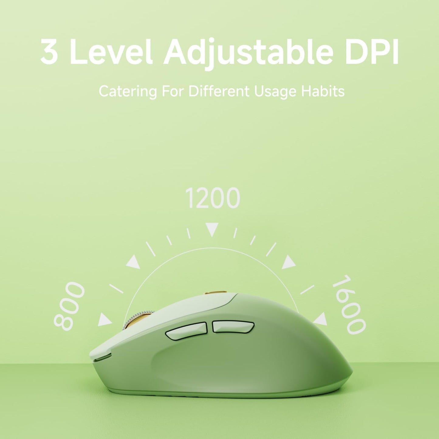 EWEADN Q5 Wireless Mouse, Bluetooth & 2.4G Quiet Computer Mouses with 1600 DPI, Battery Level Display, Ergonomic Office Mouse,6 Button Portable Cute Cordless Mice for Laptop/PC/Mac- Green
