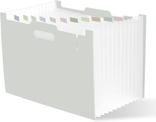 Y YOMA 2 Pack Accordion File Organizer with Handle 12 Pockets Expanding File Folder with Removable Tabs for A4 Letter Size Paper Portable Plastic Filing Organizer Document Bill Receipt Holder, Grey