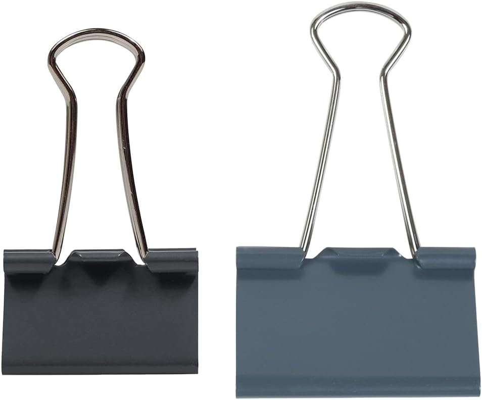 JAM PAPER Colorful Binder Clips Assortment - Medium & Large Size - Grey Binderclips - 27 Clips/Pack