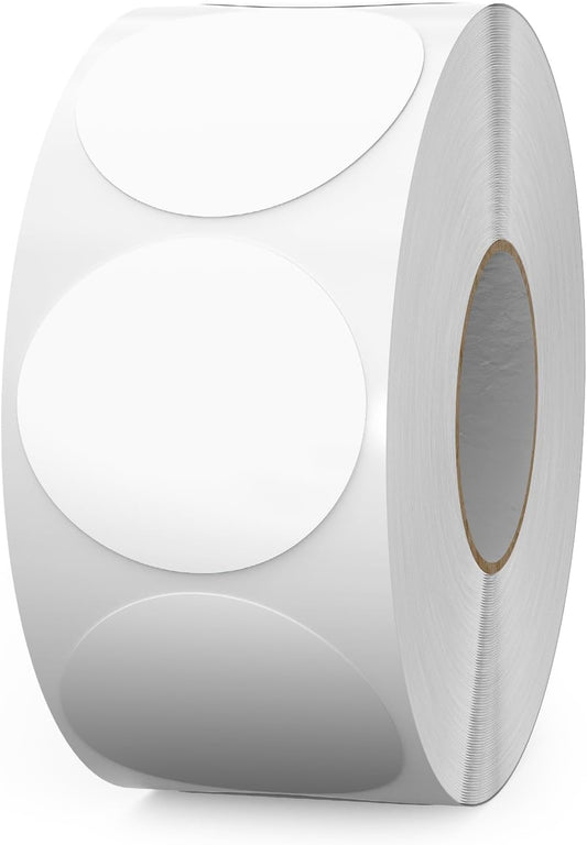 1000 PCS Color Coding Round Stickers 1.5 Inch Vinyl White Dot Sticker Removable Writable Circle Labels for Inventory Garage Sale Price Tags