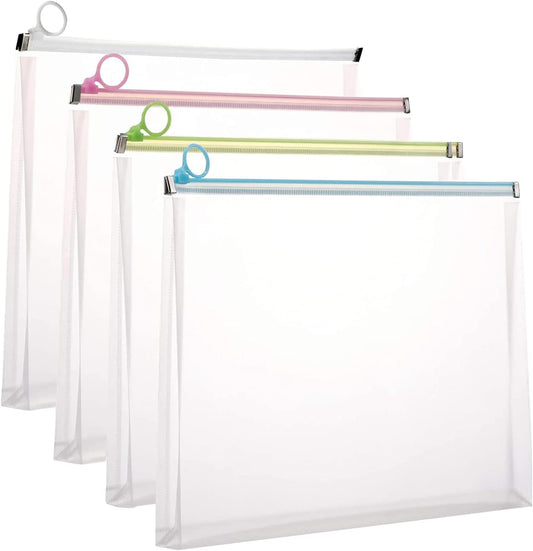 9x12 Clear Zip Plastic Envelopes File Document Paper Holder Pack of 4 (4 Pack)