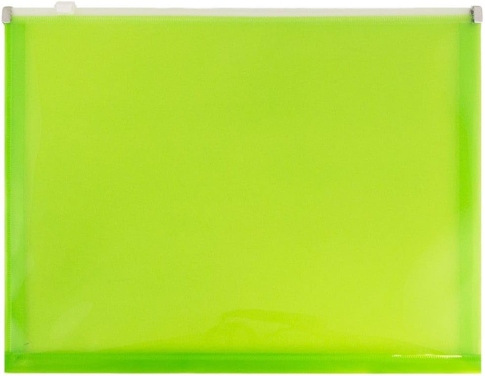 JAM PAPER Plastic Envelopes with Zip Closure - Letter Booklet - 9 3/4 x 13 - Lime Green - 3/Pack