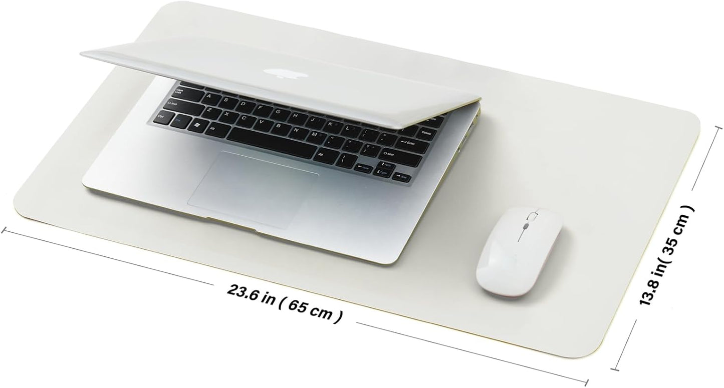 Cork Desk Mat - Small Dual-Sided Desk Pad for Office and Home - Desk Organization and Accessories - Ideal for Large Mouse Pad and Small Desk Mats on Top of Desks(White,23.6"x 13.8")